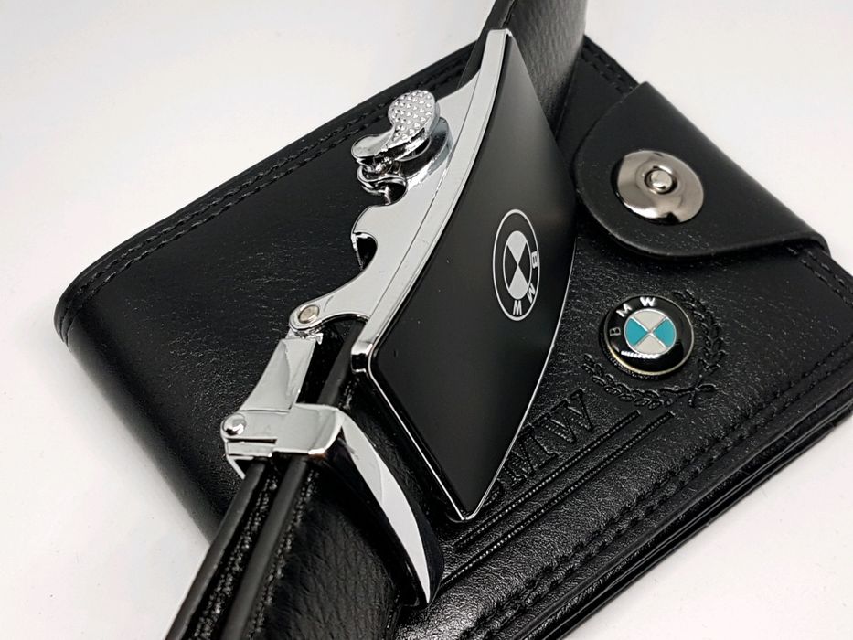 мъжки портфейл+колан луксозен комплект бмв мерцедес ауди