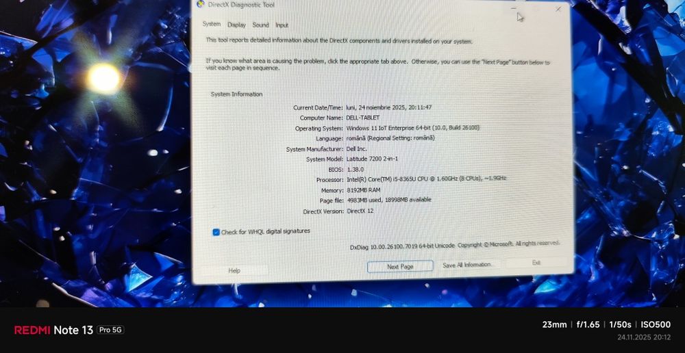 Tabletă cu tastatura și stylus Dell Latitude 7200