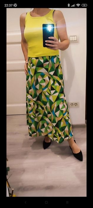 Fustiță maxi, verde mentă, noua fara eticheta, model geometric