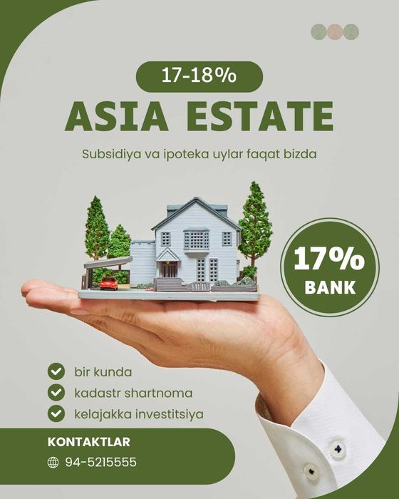 Birlamchi uylar 17-18%dan