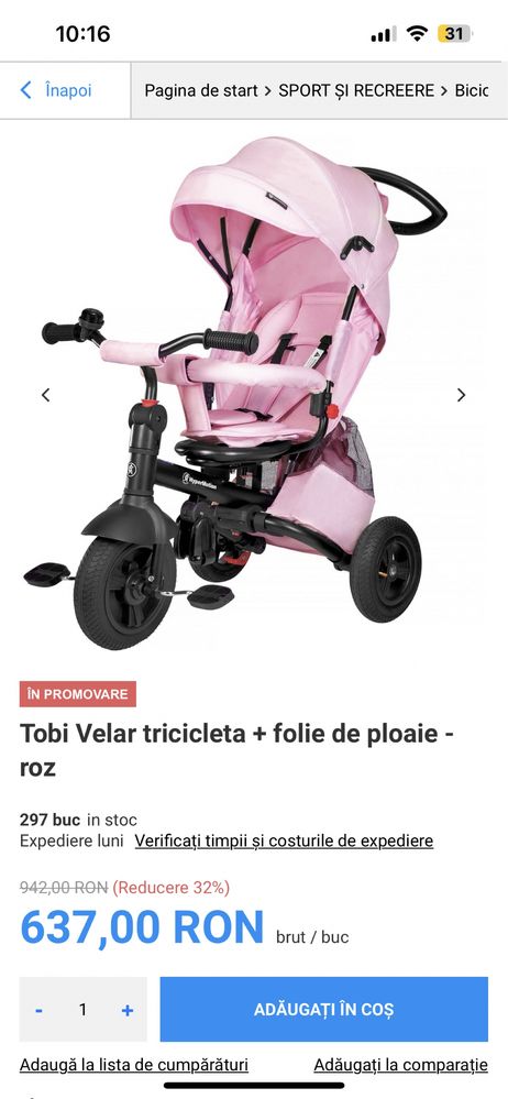 Tricicleta copii roz