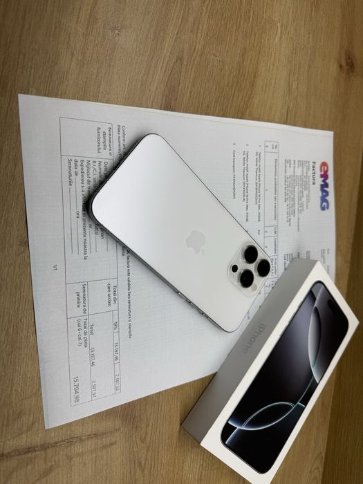 iPhone 16 PRO Max 256Gb Alb 97% battery life factura