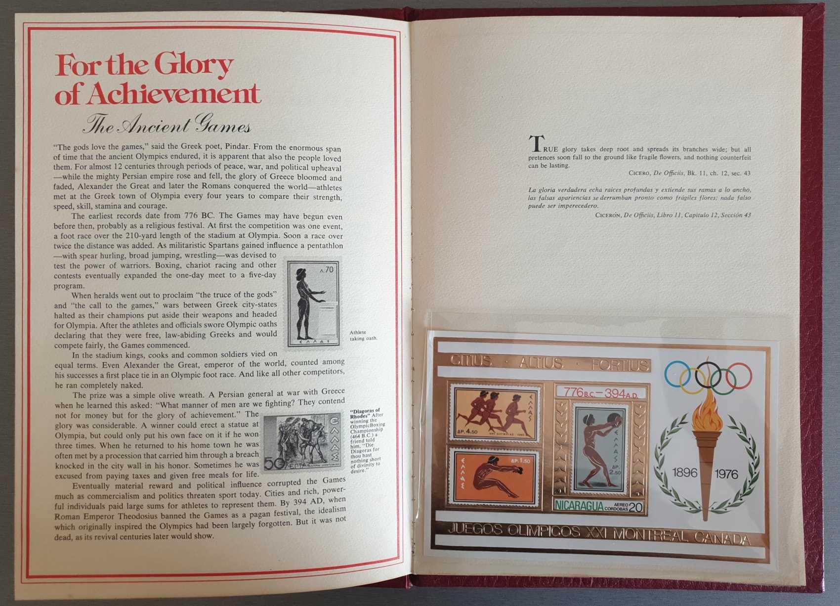 Timbre din Nicaragua '76 "The Greatest Olympic Athletes 1912-1976"