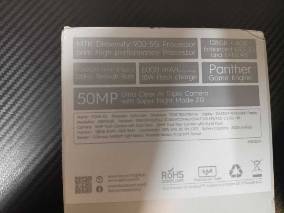 Tecno Pova 5G IPS 6.9 120Hz Dimensity 900 6 nm
