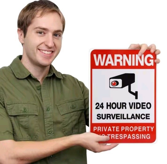 Предупредителна табелка за видеонаблюдение 20×30см.-алуминиева