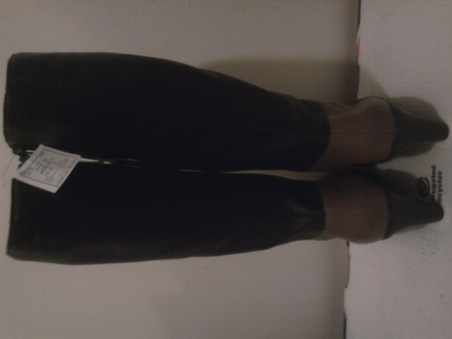 Cizme dama noi piele neagra nuante de bej, maro, inalte nr 42 extralat