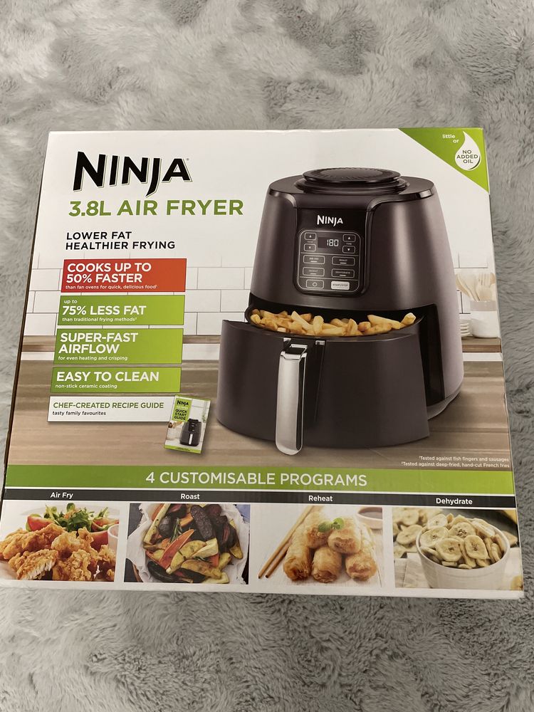 Friteuza Ninja Air AF100UK 1550W 4 funcții de gatit, 3.8 l, gri/negru