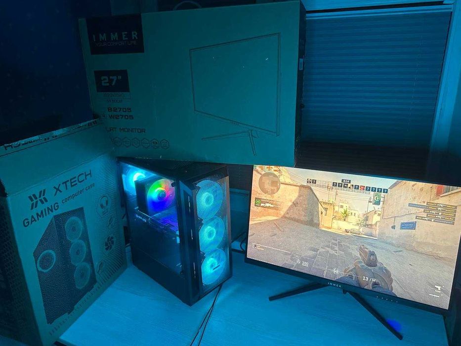 Игровой кейс с монитором 27 дюймов/RX590GME 8gb/16 gb DDR4/ 512 SSD М2
