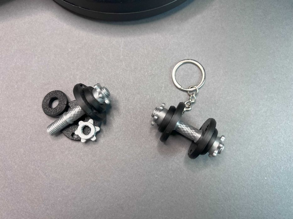 Breloc Halteră 3D Printat: Discuri Detasabile, Cadou Fitness