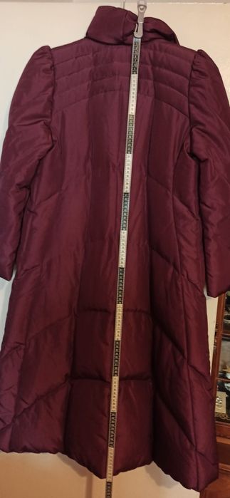 Geaca iarnă de fâș, sub genunchi, M, L, visiniu