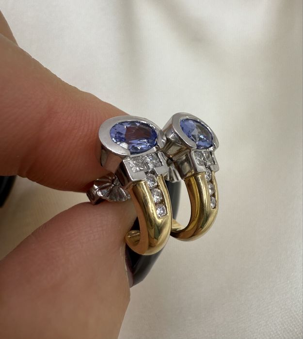 Cercei din aur cu tanzanite si diamante