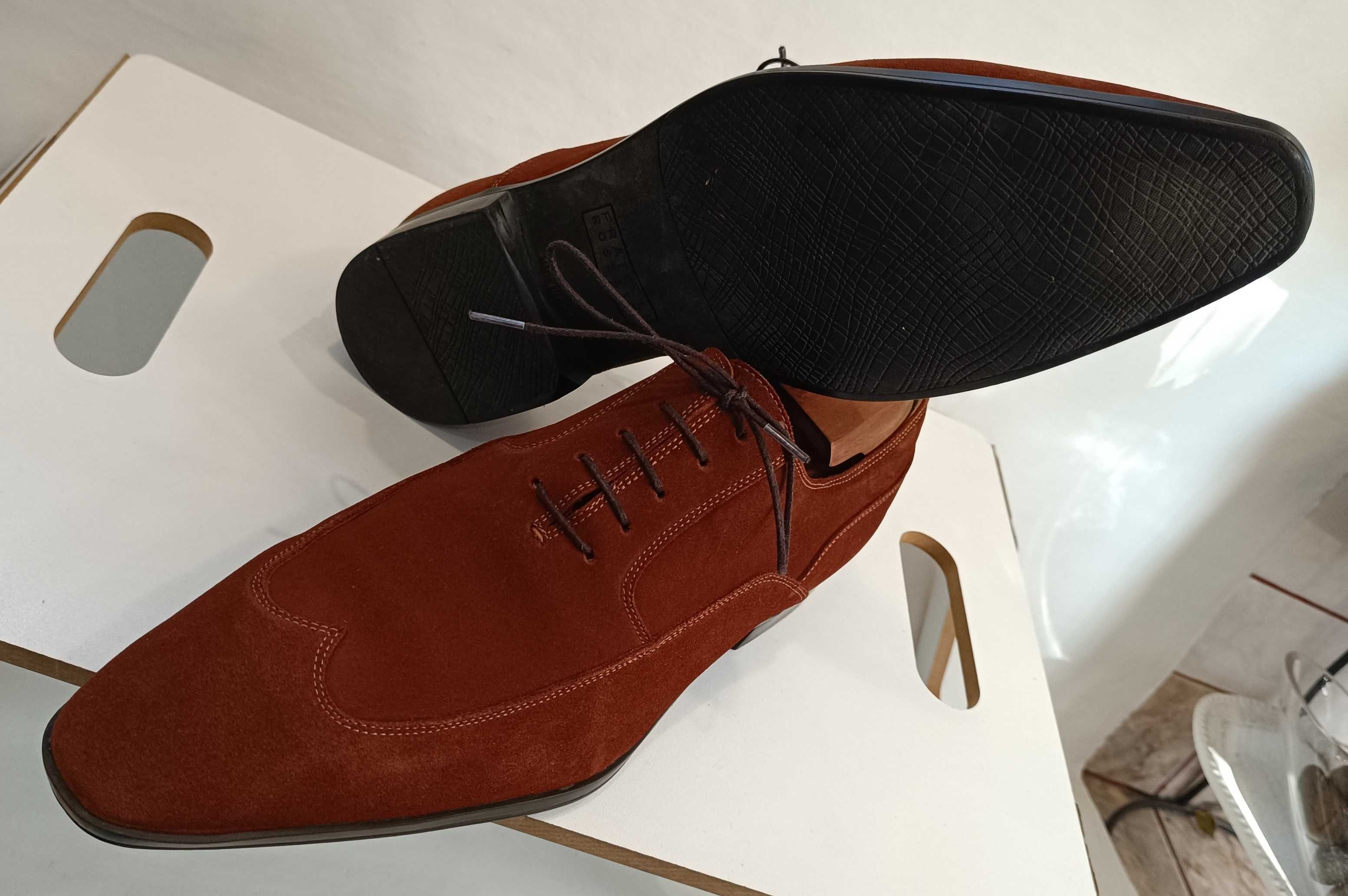 Pantofi oxford de lux 41 41.5 Fratelli Rosetti lucrati manual piele