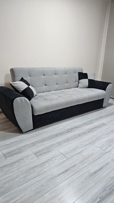 Диван Белла 3 черно със сиво