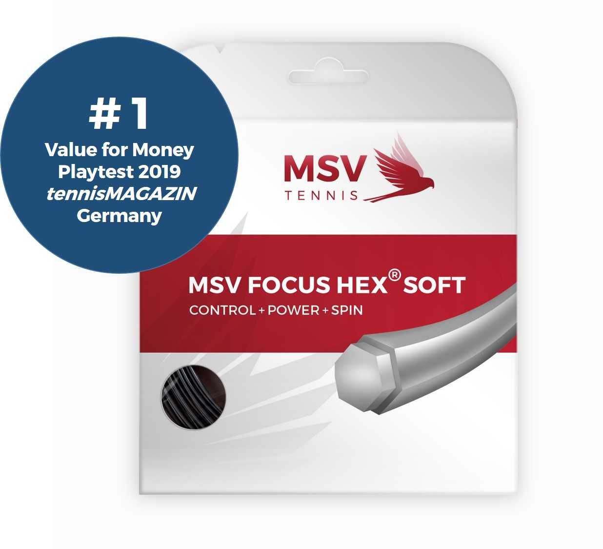 MSV FOCUS HEX soft racordaj tenis grosime 1.20 negru plic rola