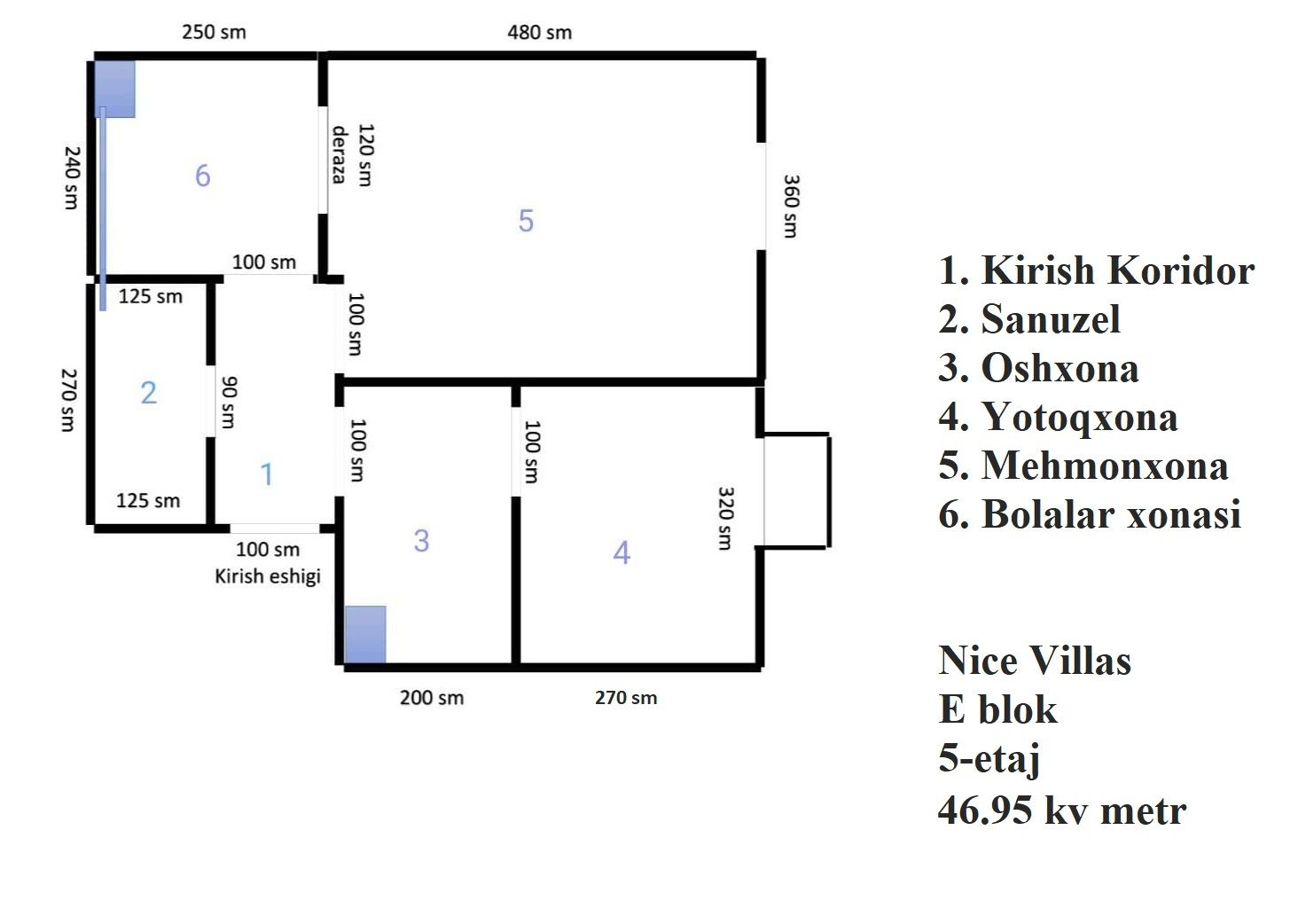 Nice villas 3 xonalik uy