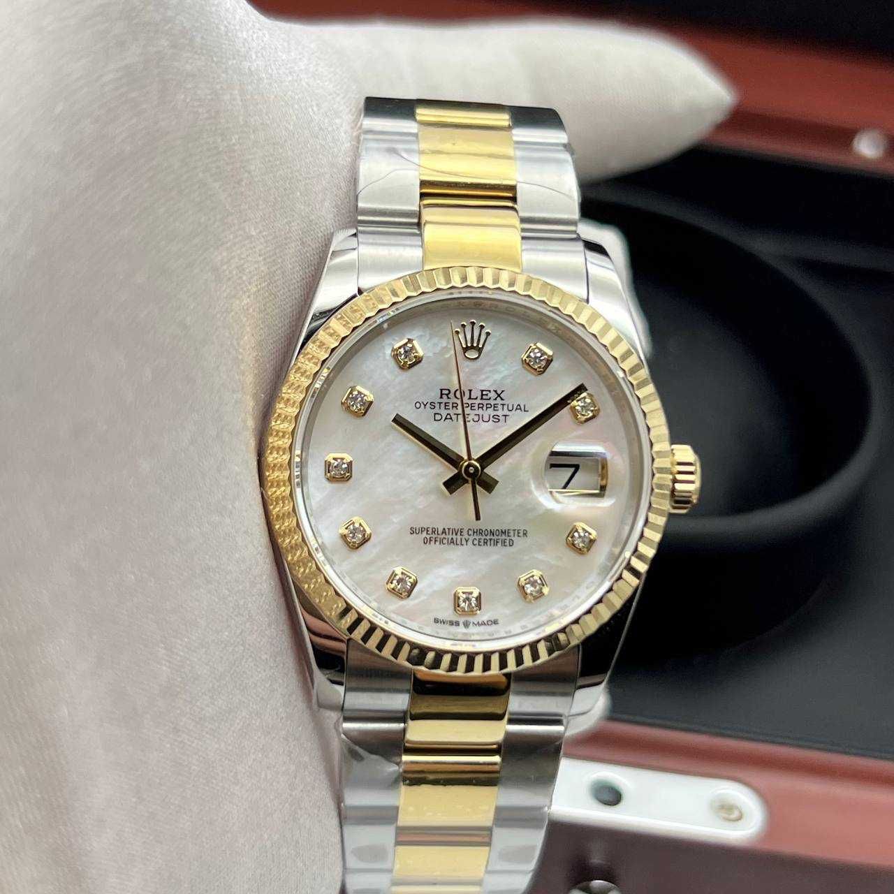 Rolex datejust 36mm Oyster сребро злато