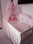 Pătuț bebe 2 în 1 cu baldachin și lenjerie