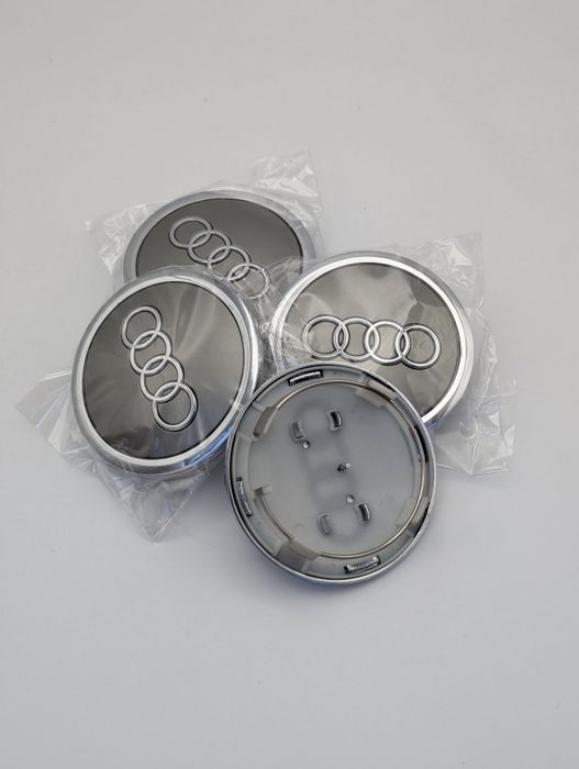 Set 4 capace roti 69mm compatibil cu  janta Audi Negre / Gri