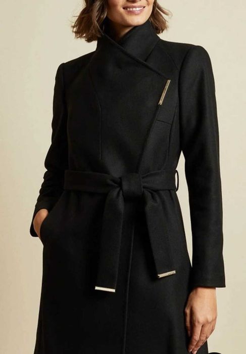 Вълнено Палто "Ted Baker"  Rose Midi Wool Wrap Coat With Shoulder