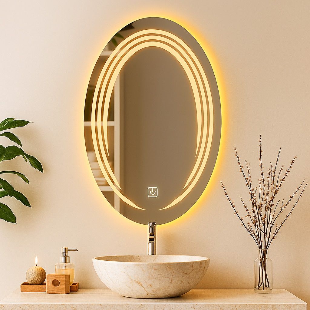 LED Огледало за баня три цвята Ellipse 60x90см