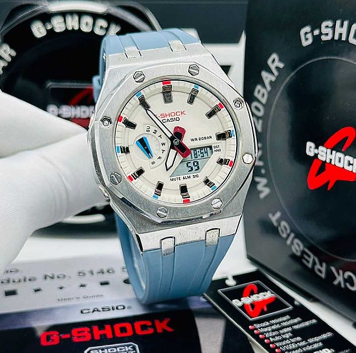 Ceas Sport Casio G-Shock RoyalOak Bleu-Alb – Nou, Garanție 2 Ani