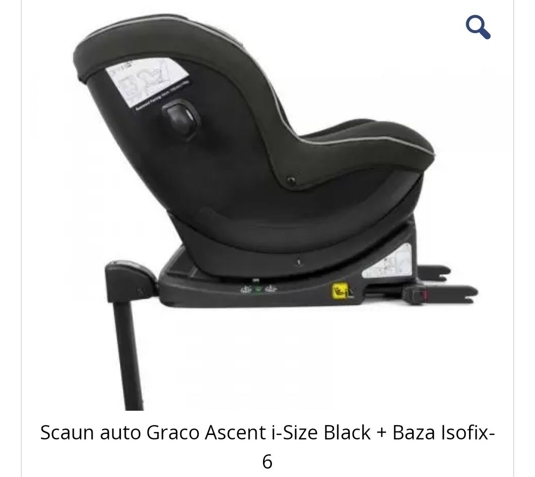 Scaun auto Graco Ascent i-Size exclusiv Rear-Facing Black + Baza Isofi