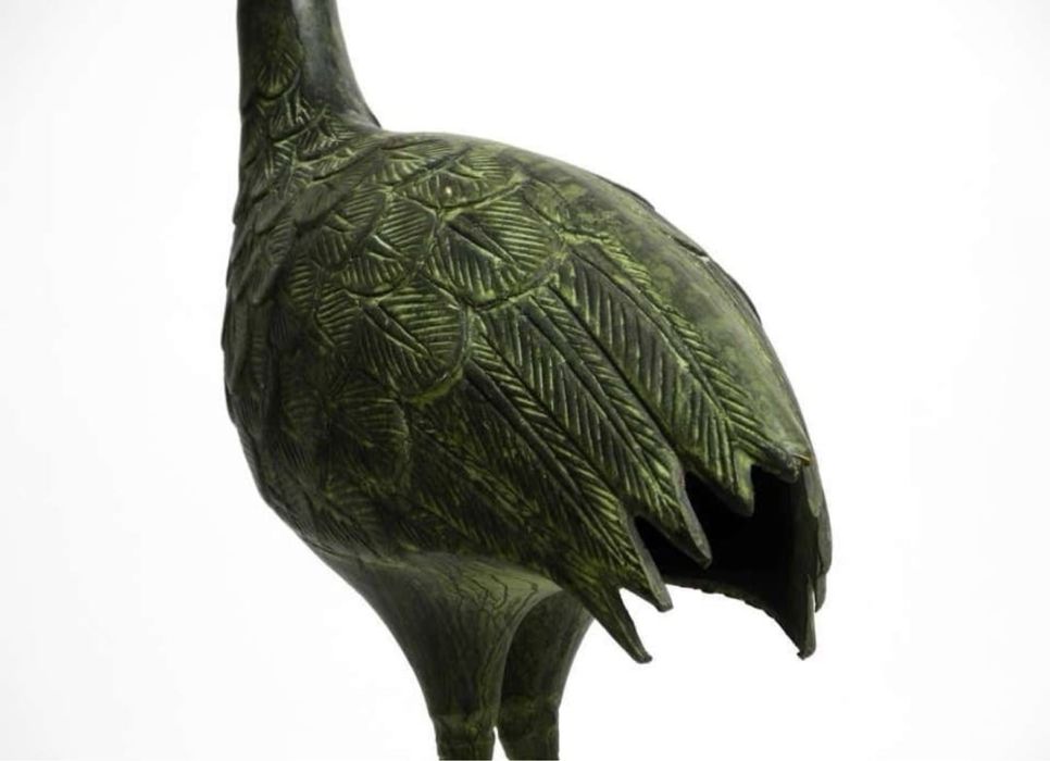 Aнтикварни фигури птици жерави бронзови тежки масивни синкава патина !