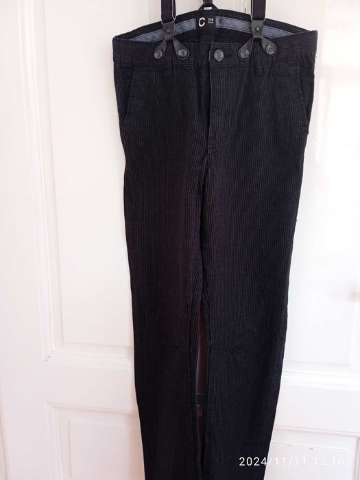 Панталон Нов С тиранти, черно с райе, момче 13г, 158см., Нов, 100% пам