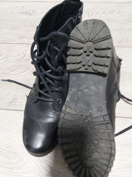 дамски черни кубинки от естествена кожа