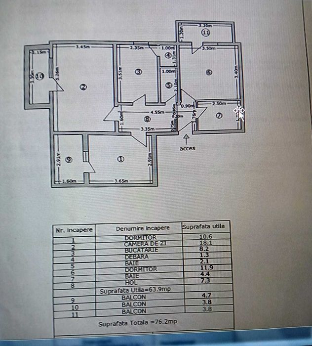 Vand apartament 3 camere