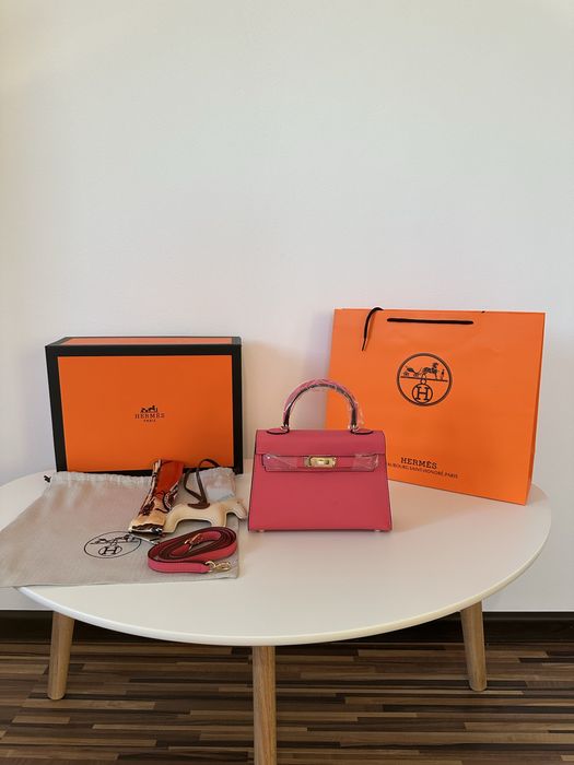 Geanta Hermes Kelly 19cm Roz