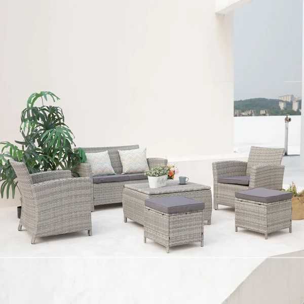 Set mobilier gradina/terasa 2 fotolii + canapea + 2 taburete si masa