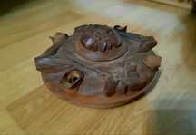 Grola cupa prieteniei vas vintage din lemn sculptat