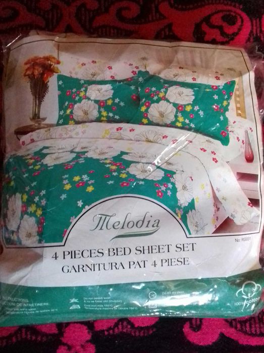 Vând lenjerie pat, 4 piese, 100% bumbac