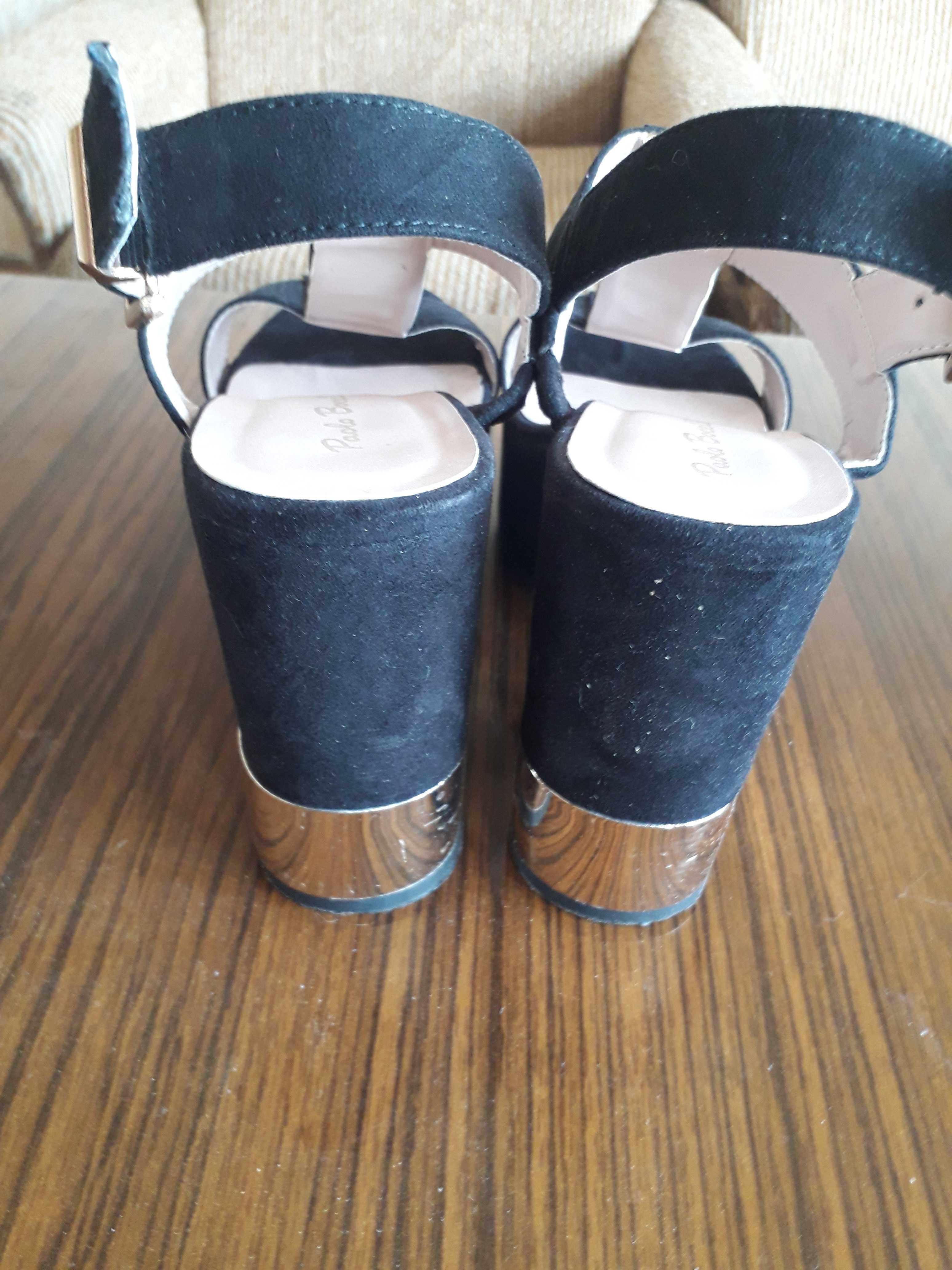 Дамски сандали от черен велур платформа размер 36