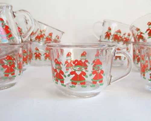 4 броя оригинални стъклени чаши за греяно вино с Дядо Коледа, arcoroc