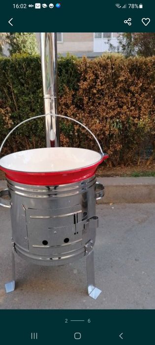 Ceaun fontă emailata 16 litri +soba inox × capac inox  OFERTĂ 670