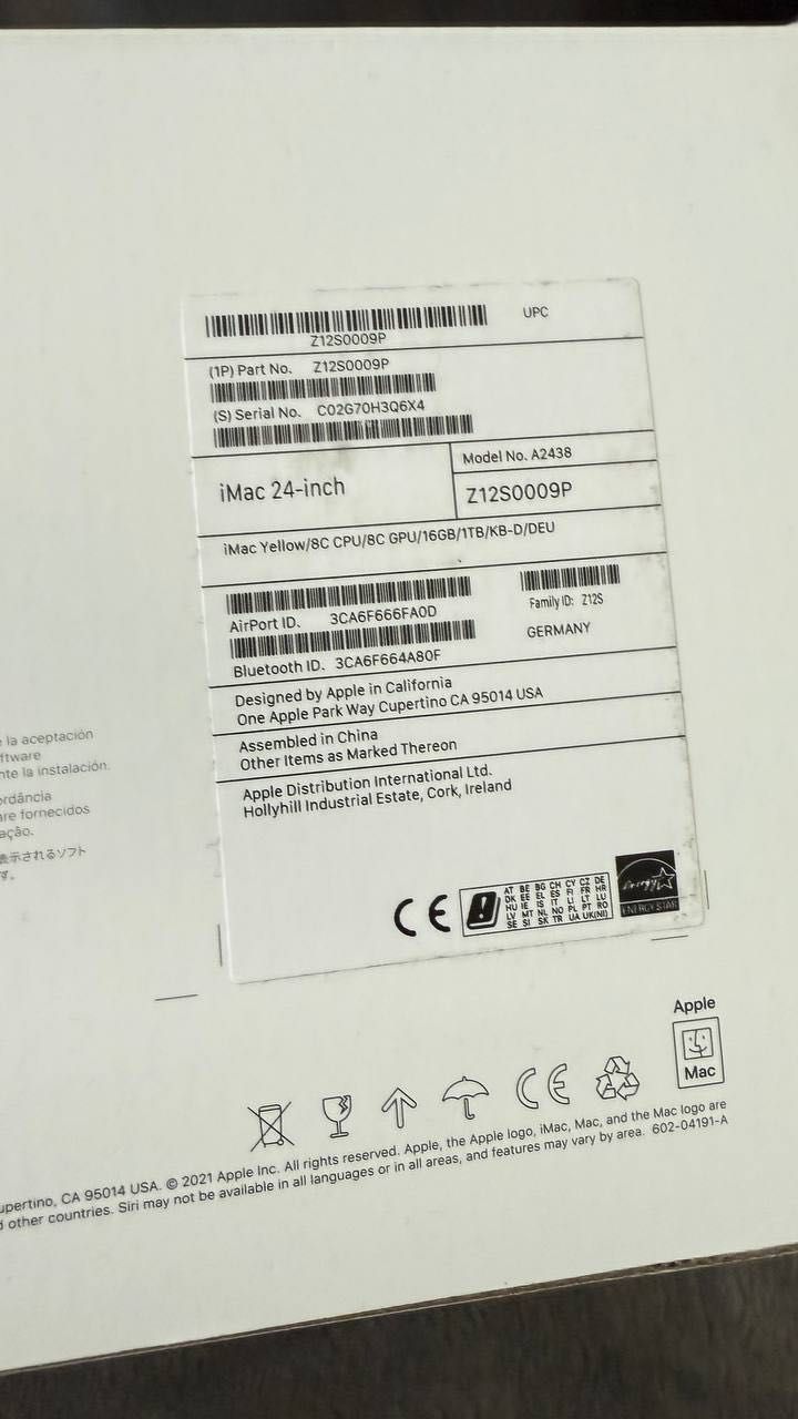 Apple iMac 24 M1 16GB RAM 1TB SSD - Yellow