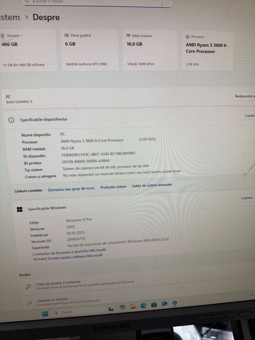 Sistem Desktop Gaming Ryzen 5 16g 500g nvme RTX2060 6g