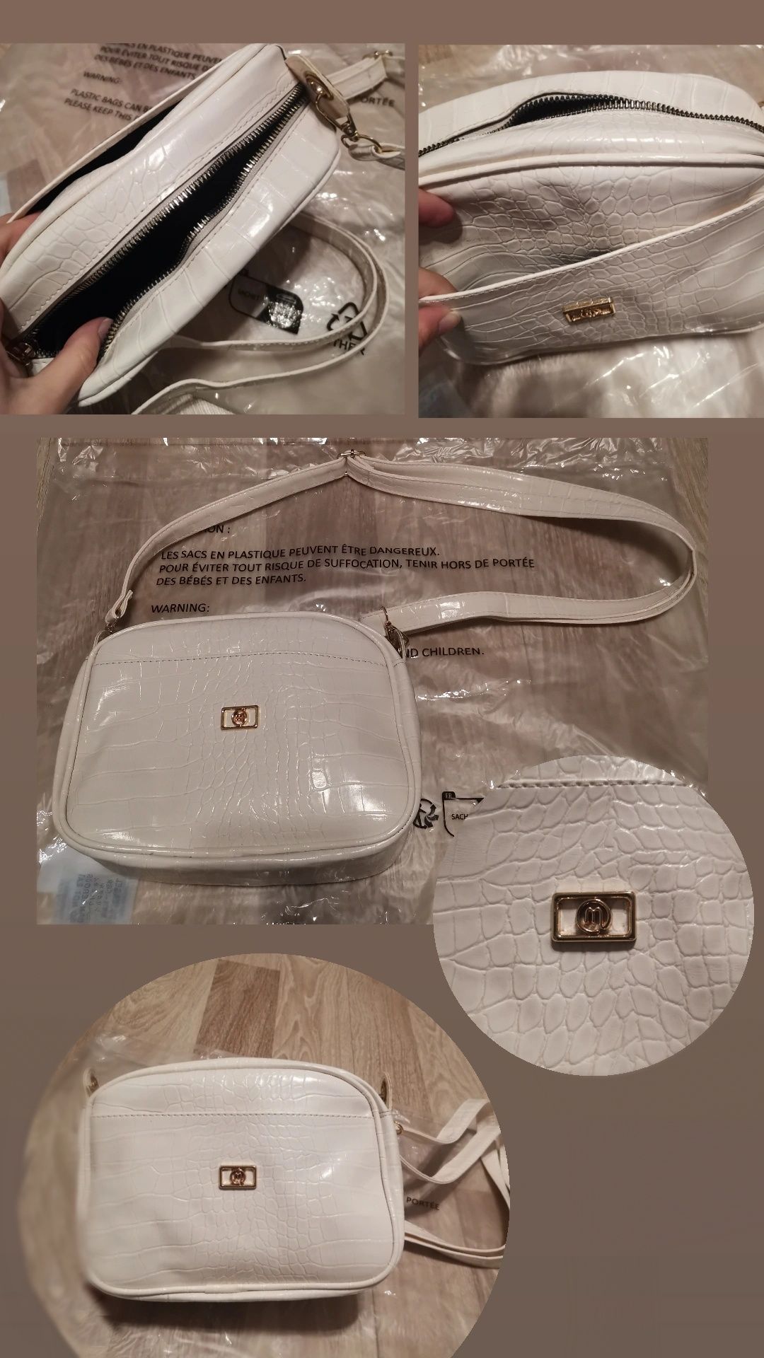 Дамски чанти (бяла/карирана)