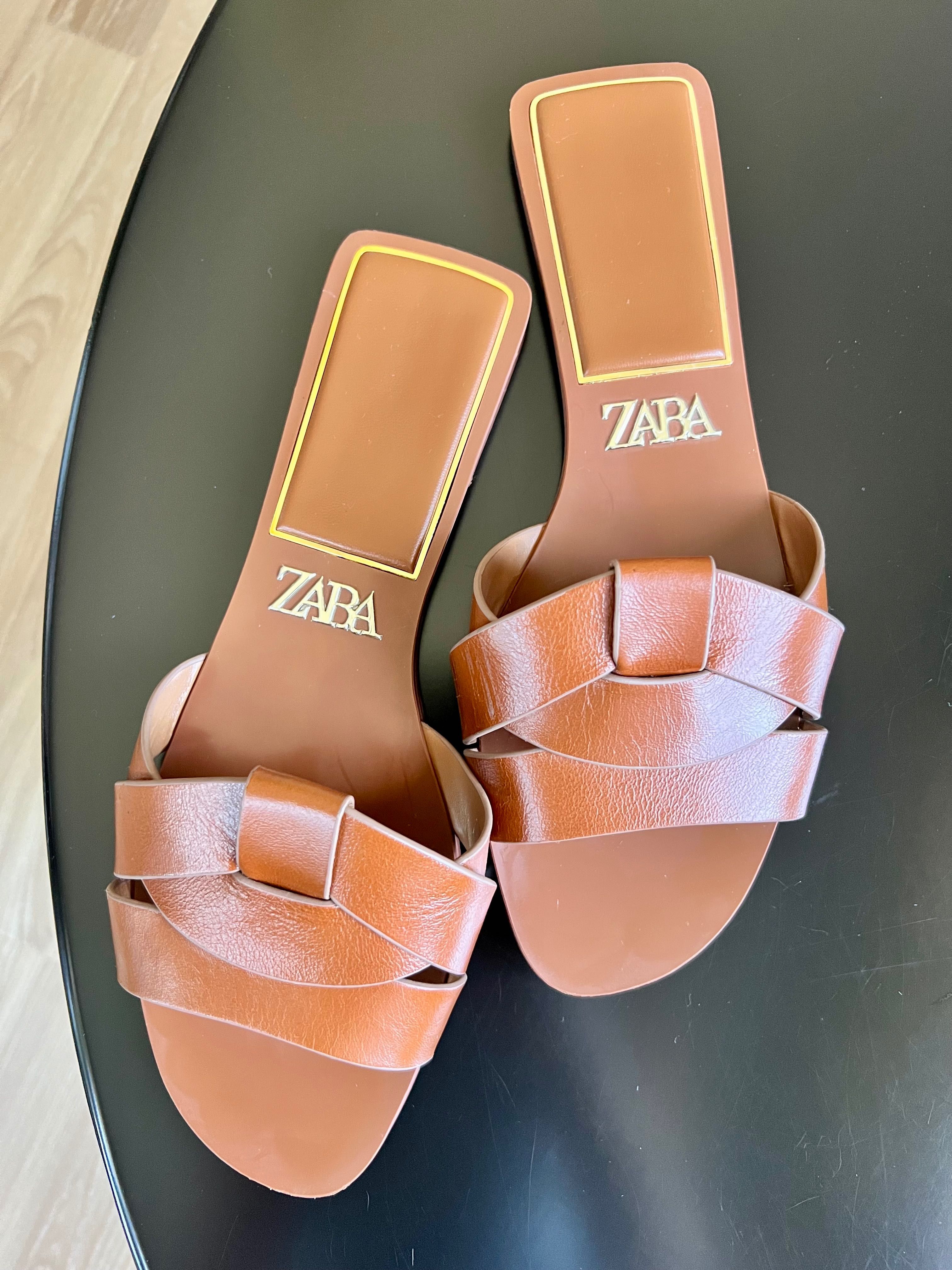Zara оригинал шлепки, натуральная кожа 38 размер