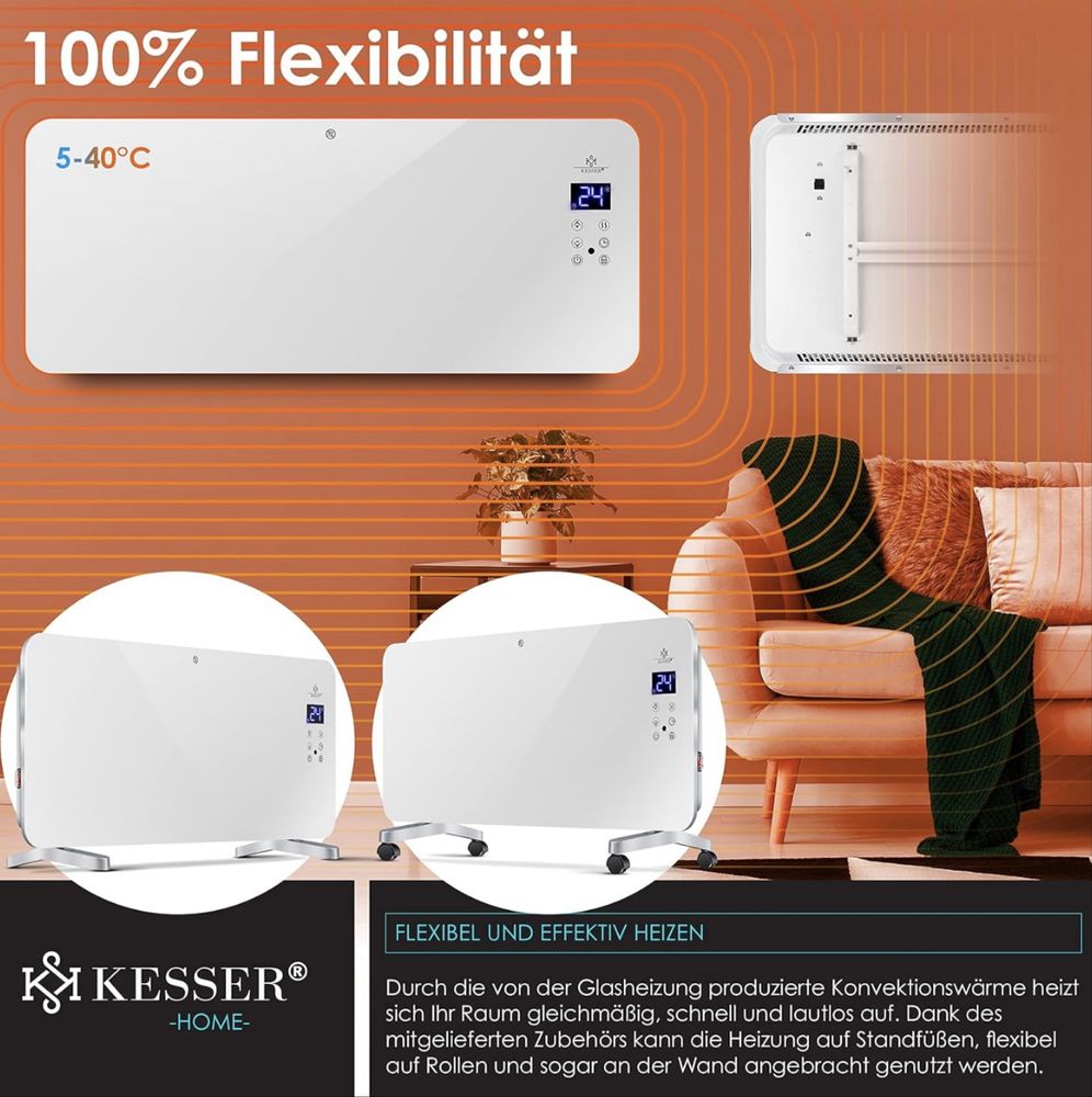 KESSER® Електрически стъклен нагревател 2000W