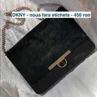 Geanta Plic DKNY Donna Karan New York negru piele blana ponei 450 RON