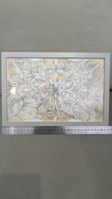 Уникална авторска картина арабеска, орнаменти в стил барок, акварел