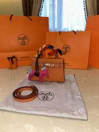 Geanta Hermes Kelly 19cm Orange Piele naturala 100%/Punga Hermes