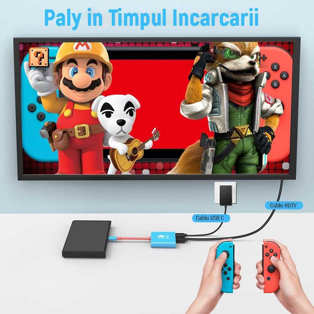 Adaptor Dock TV pentru Nintendo Switch, USB 3.0, PD 100W, 4K, 3 in 1