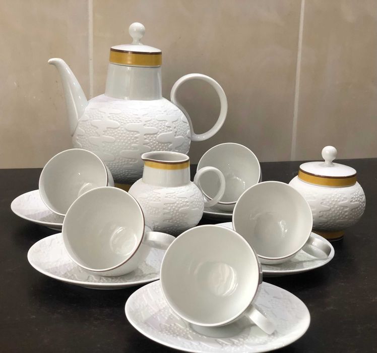 Serviciu din portelan alb biscuit Heinrich H & Co Selb Bavaria Germany