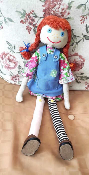 Кукла Пипи Дълъг чорап. Ръчна изработка.