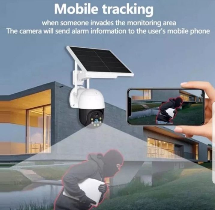 Camera PTZ de supraveghere WIFI V380 panou solar video cu SIM 4G IP66
