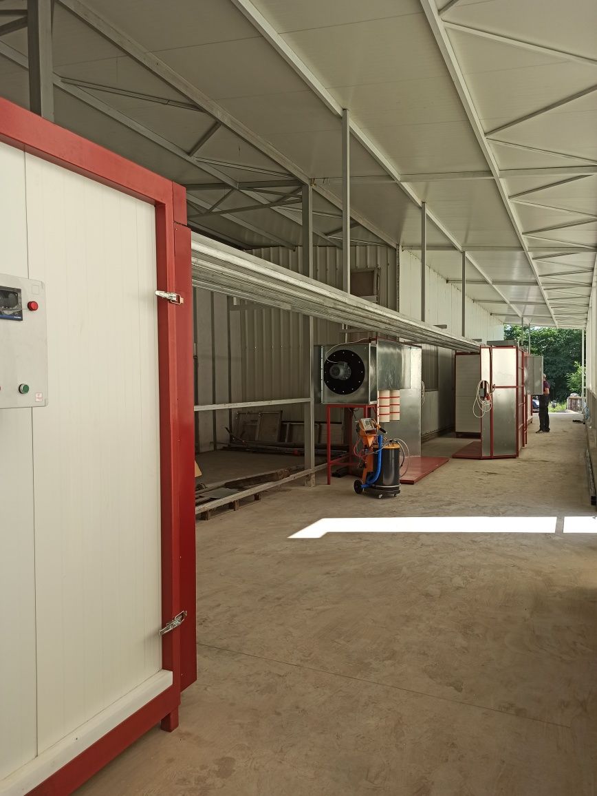 Instalatie vopsit in camp electrostatic, cuptor polimerizare si cabina